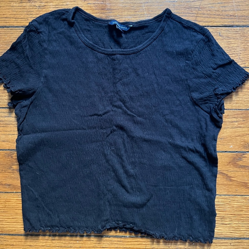 Black texture crop top